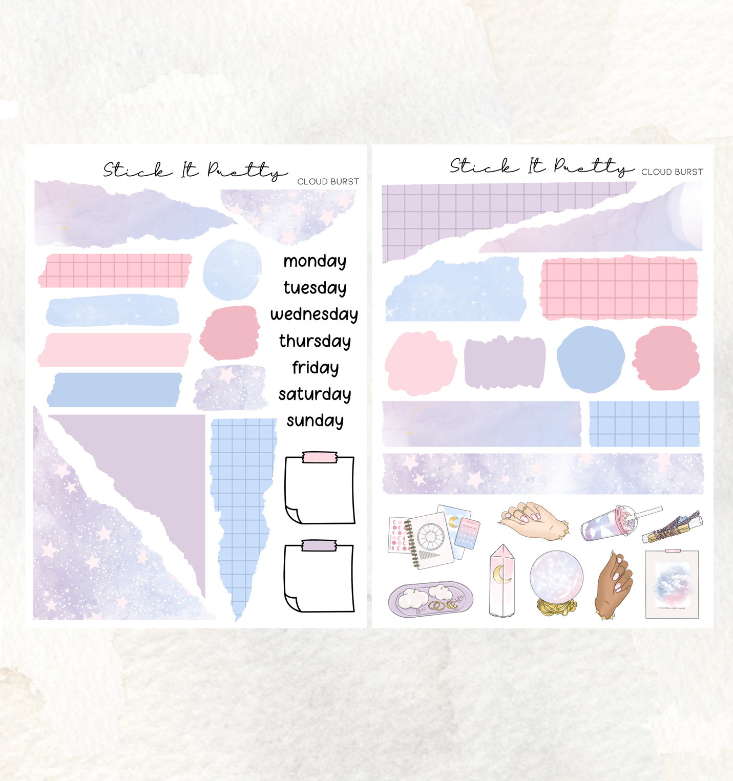 Cloud Burst Journaling Planner Sticker Kit