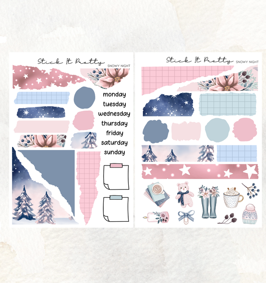 Snowy Night Journaling Planner Sticker Kit