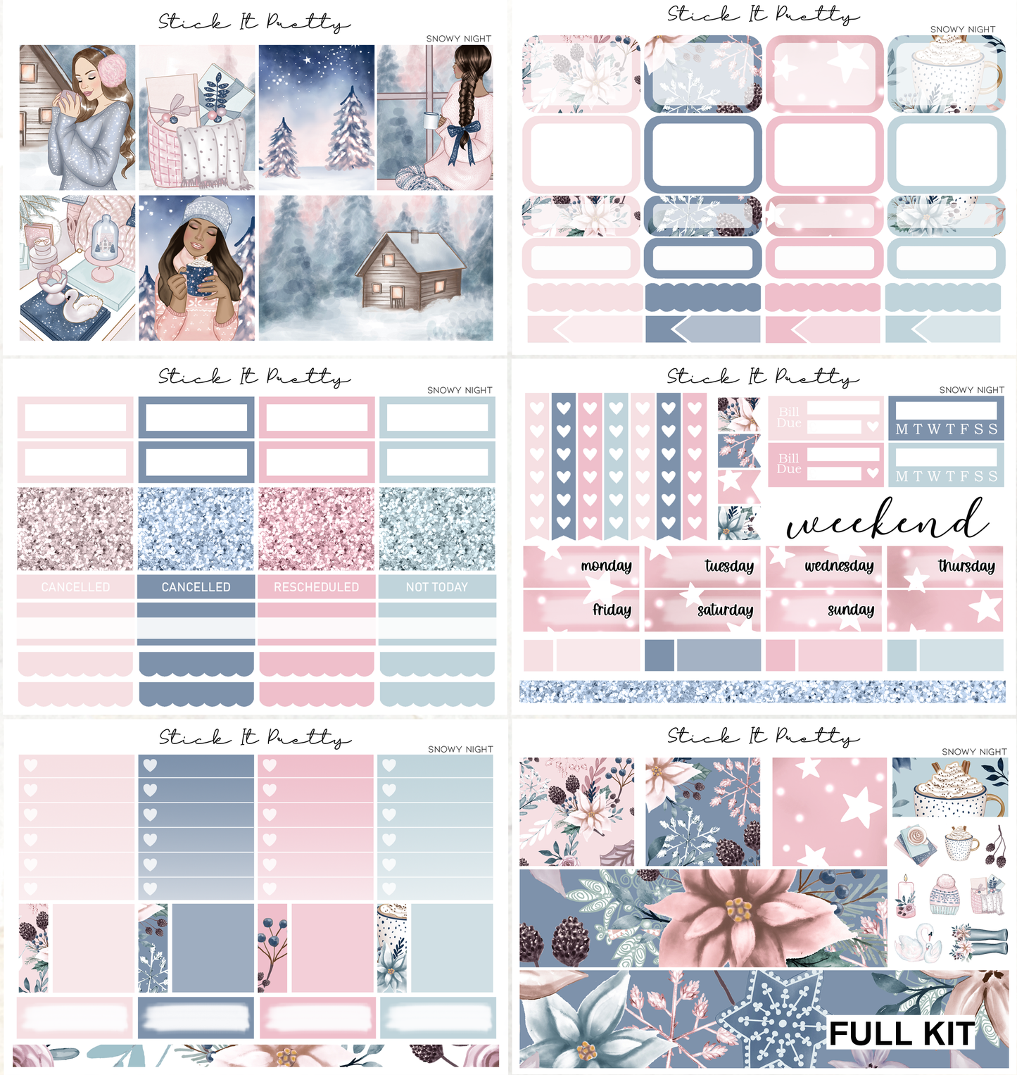 Snowy Night Weekly Planner Sticker Kit