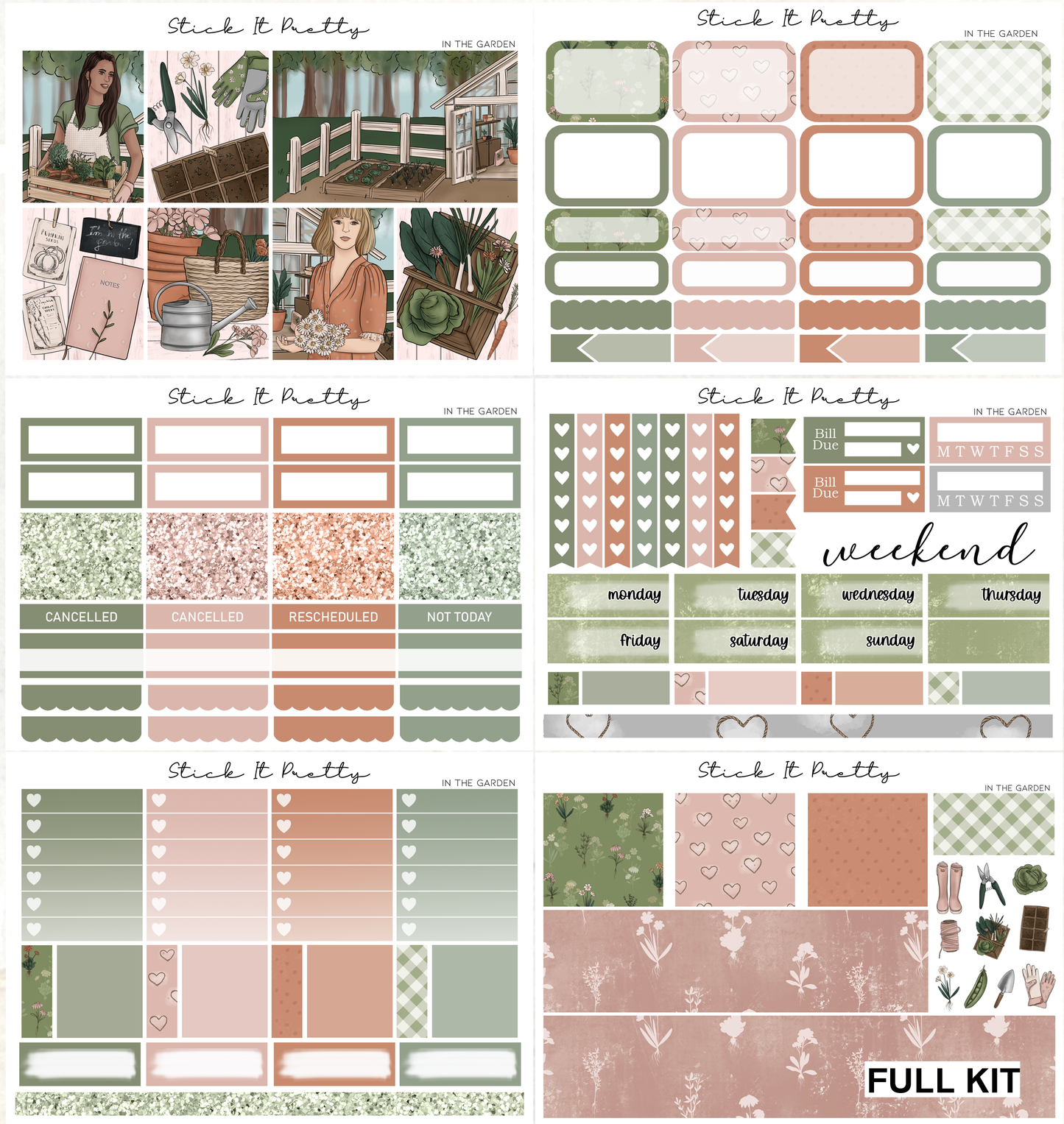 In the Garden Weekly Planner Sticker Kit