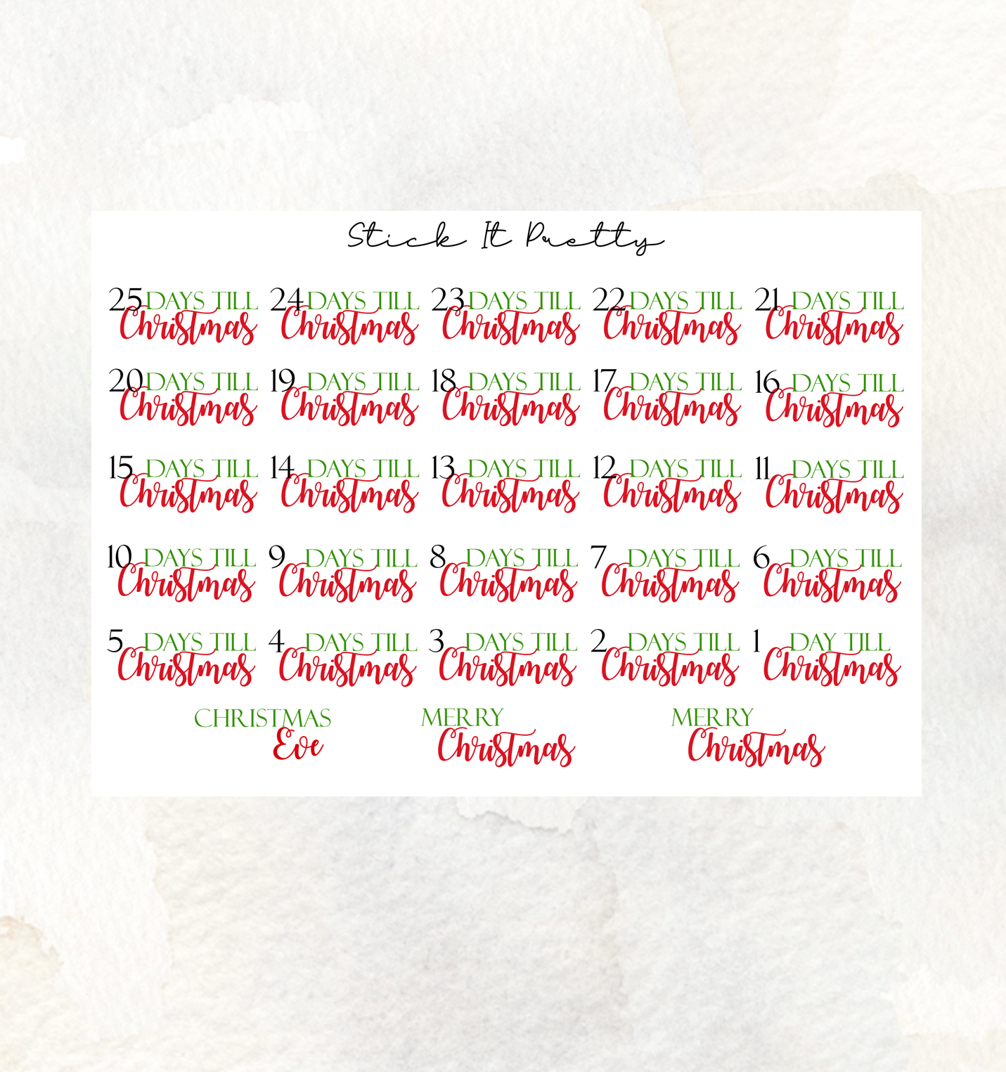 Christmas Countdown Planner Stickers