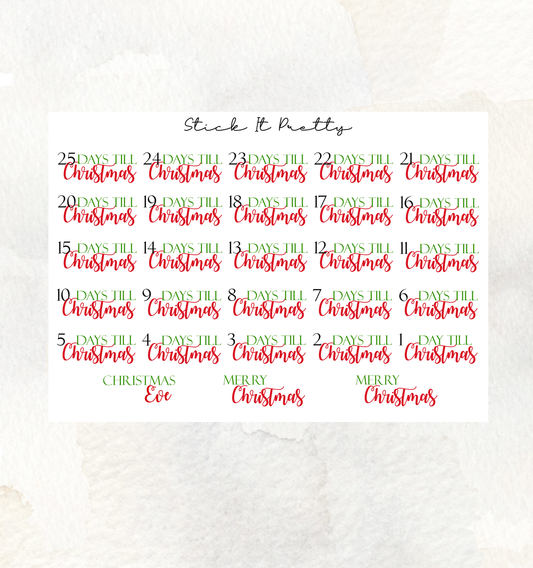 Christmas Countdown Planner Stickers