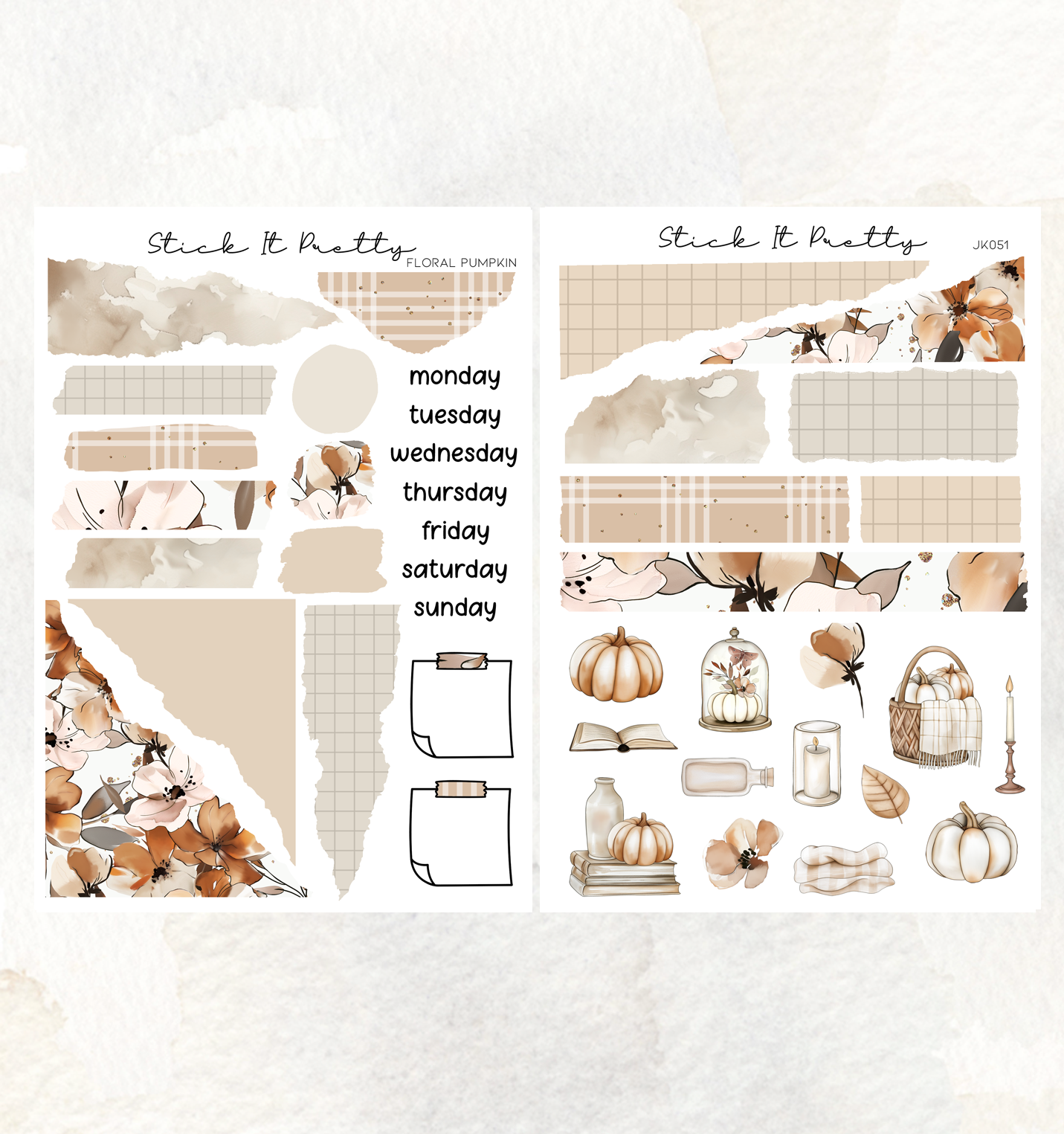 Floral Pumpkin Journaling Sticker Kit