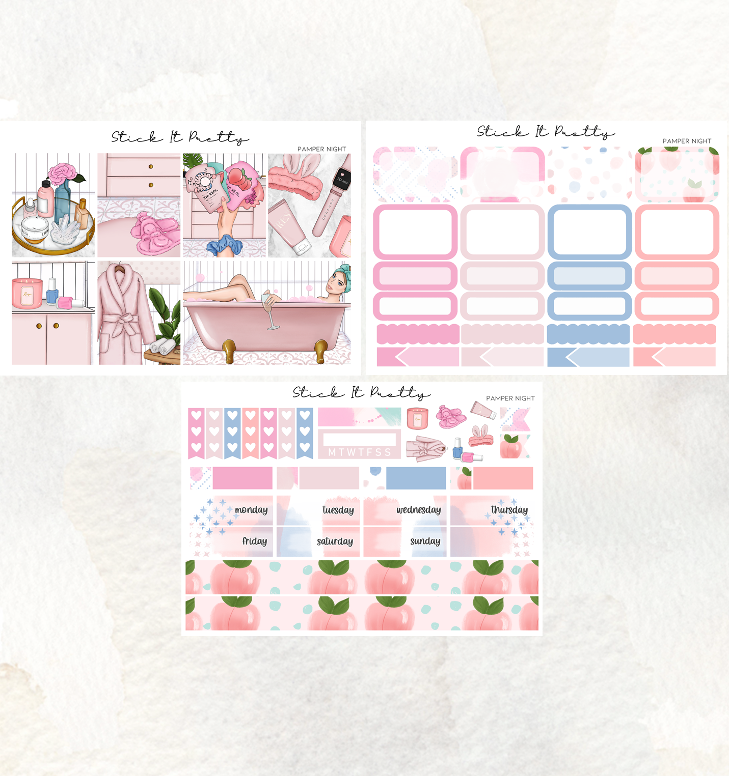 Pamper Night Weekly Planner Sticker Kit