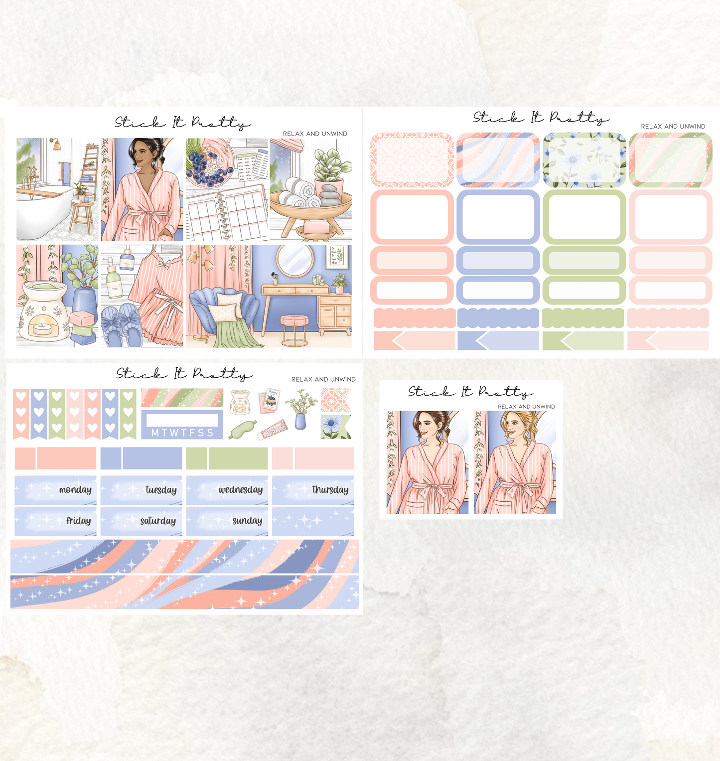 Relax and Unwind Weekly Planner Sticker Kit