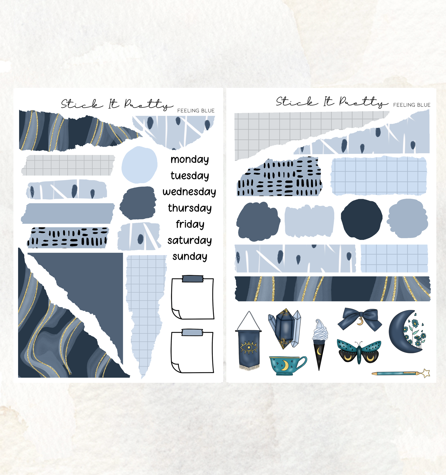 Feeling Blue Journaling Planner Sticker Kit