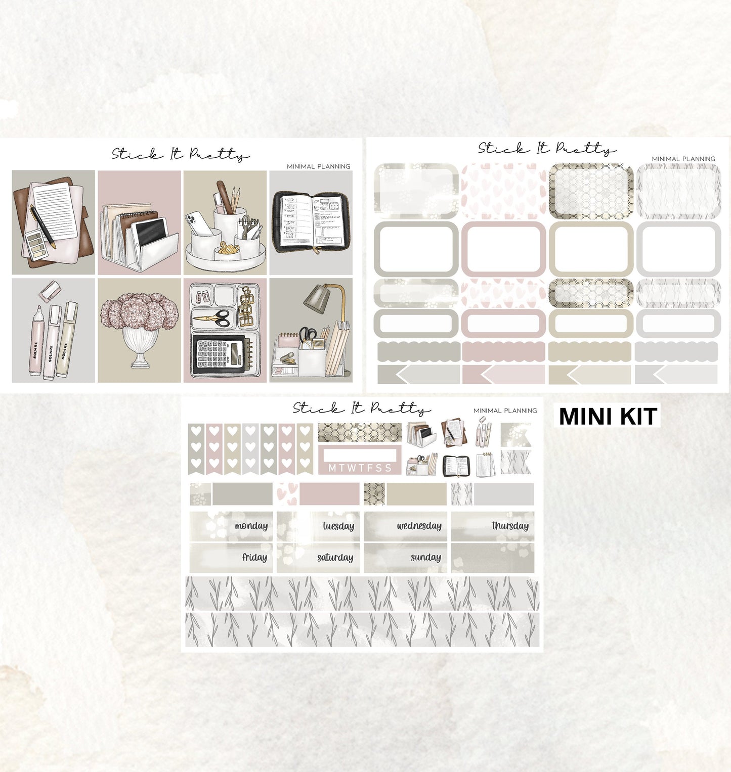 Minimal Planning Weekly Planner Sticker Kit