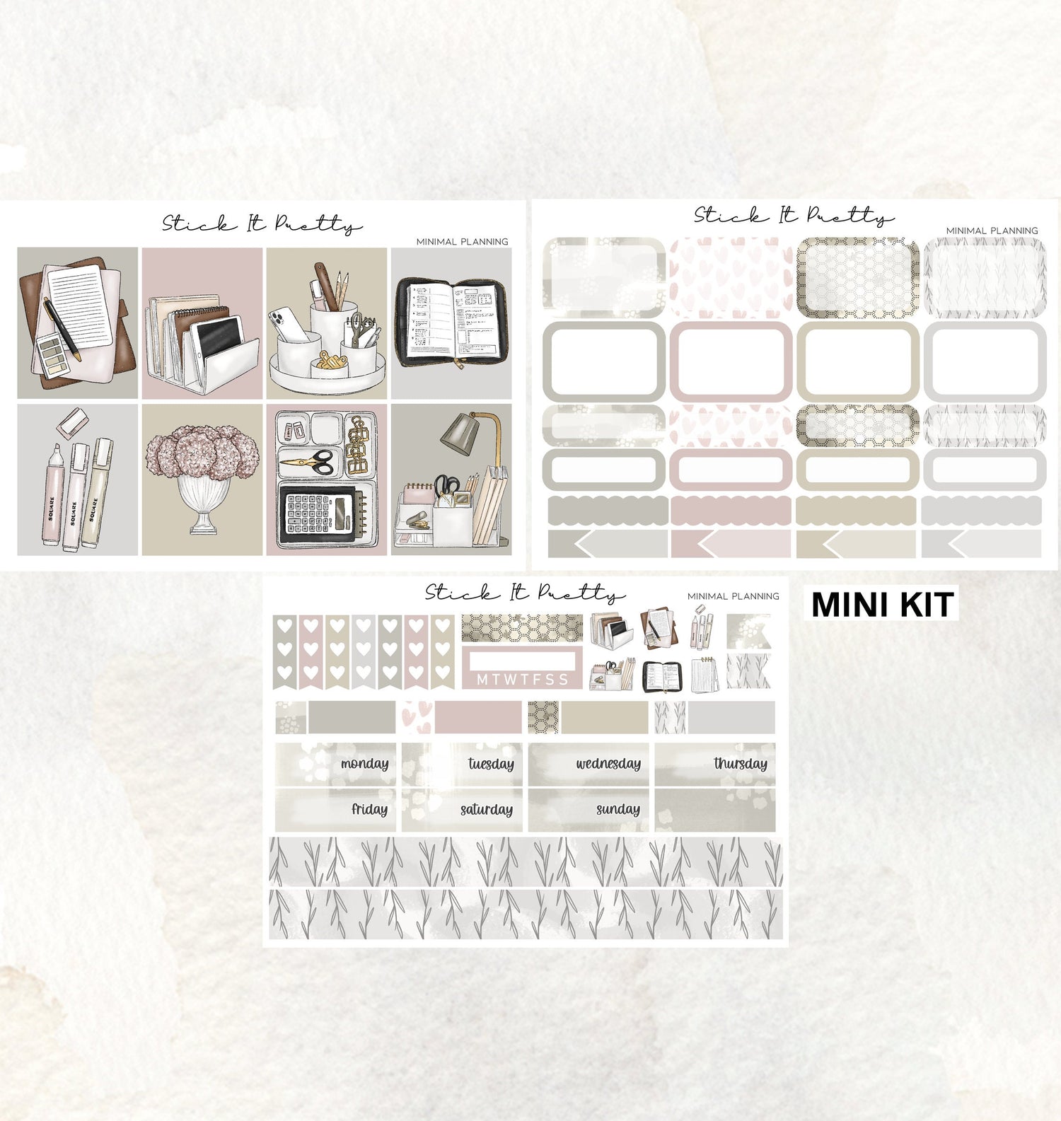 Minimal Planning Weekly Planner Sticker Kit