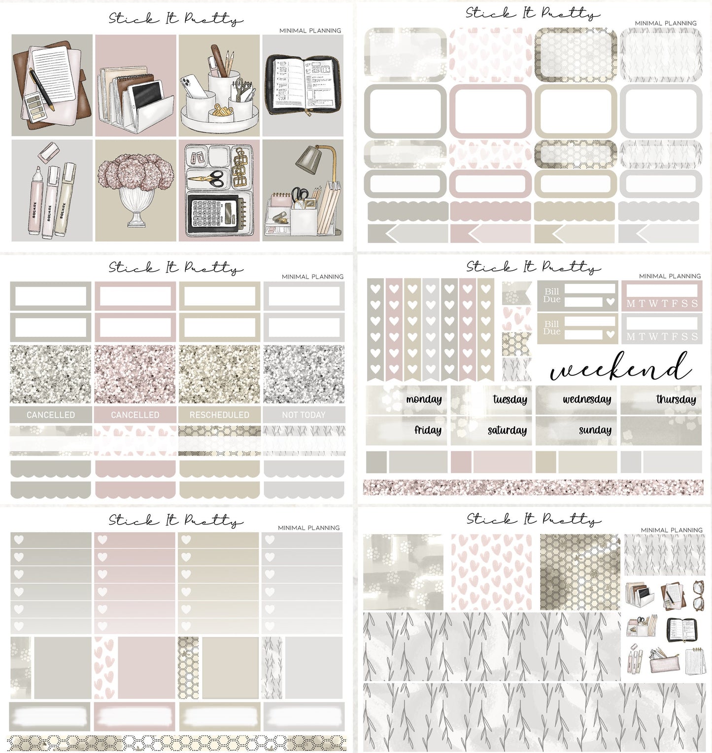 Minimal Planning Weekly Planner Sticker Kit