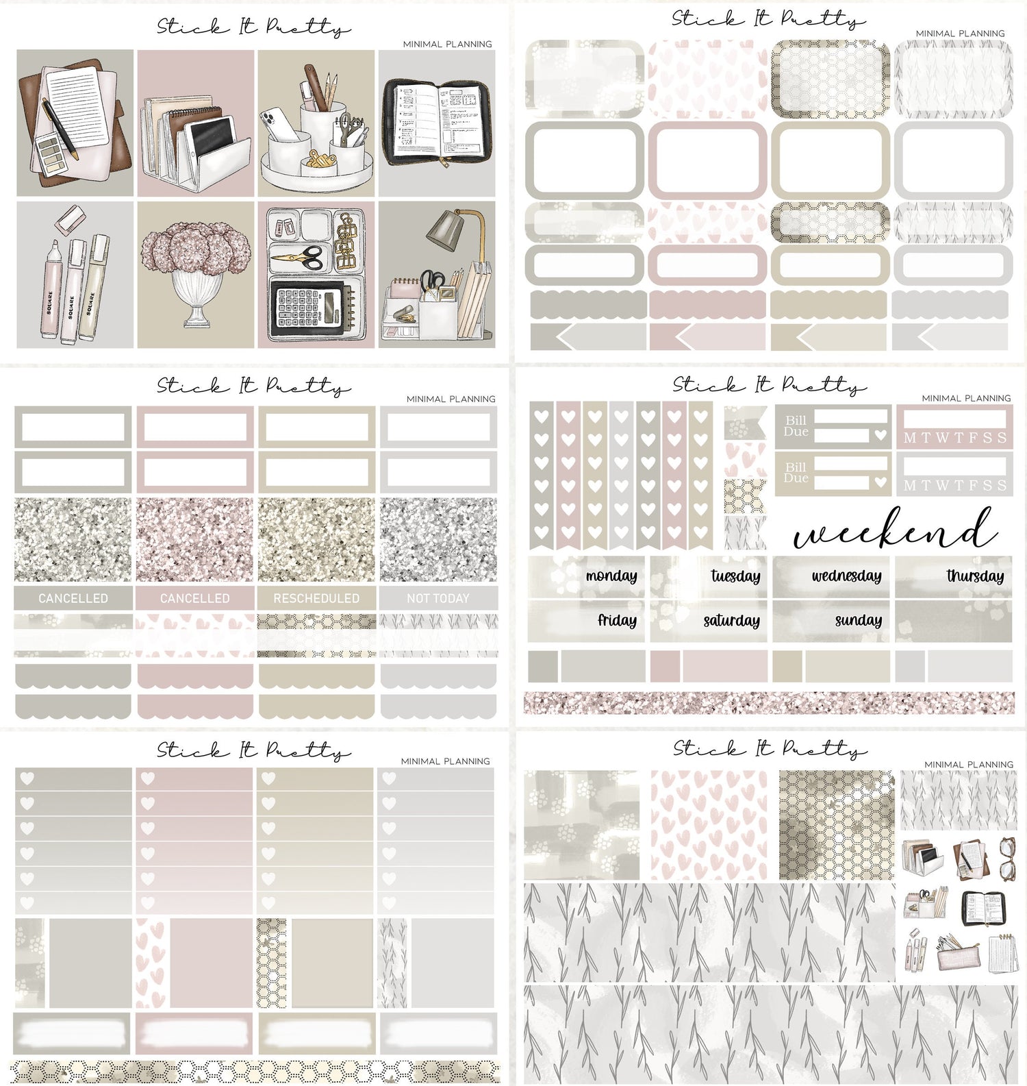 Minimal Planning Weekly Planner Sticker Kit