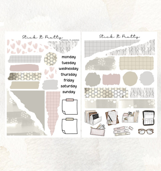 Minimal Planner Journaling Planner Sticker Kit