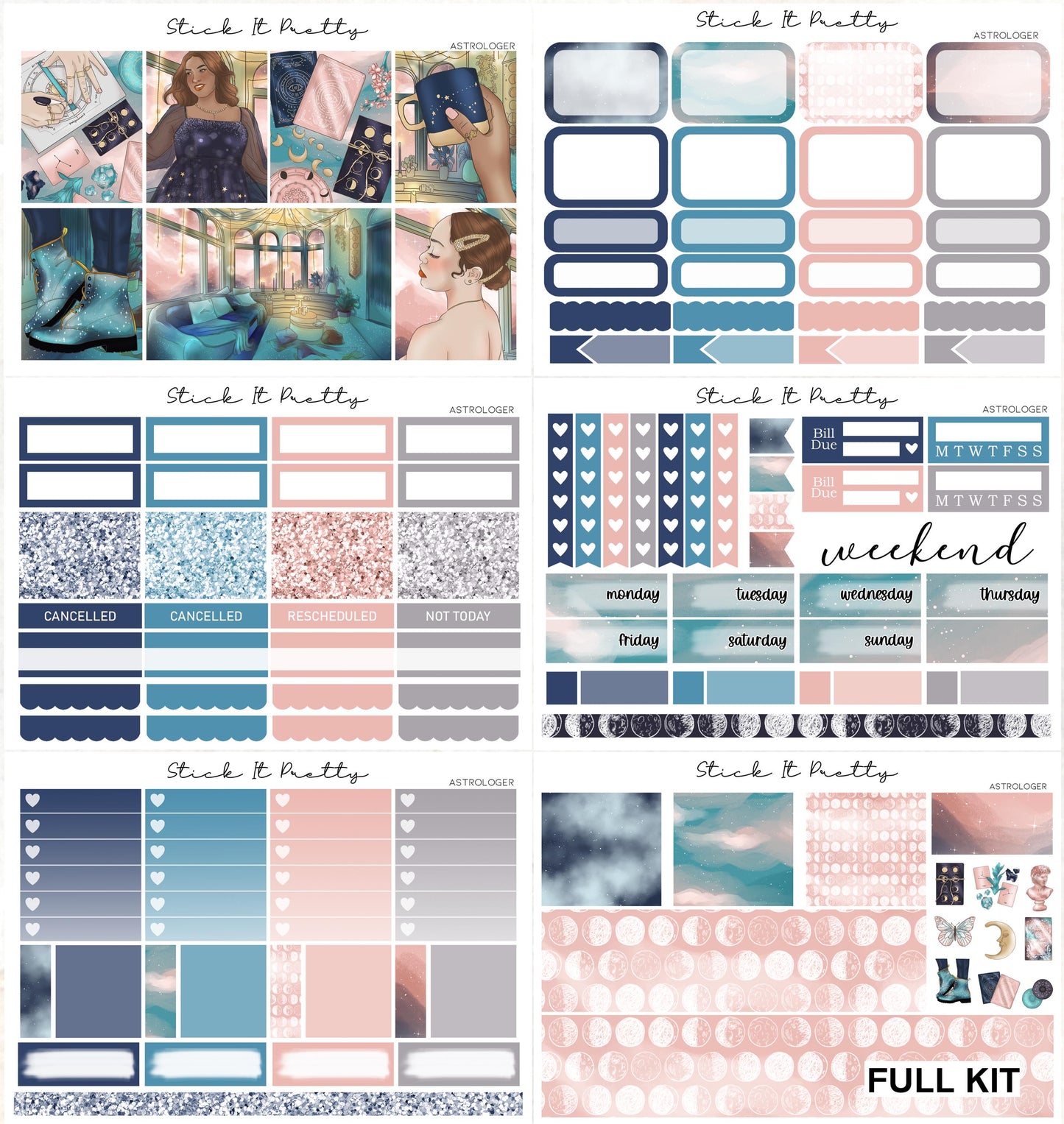 Astrologer Weekly Planner Sticker Kit