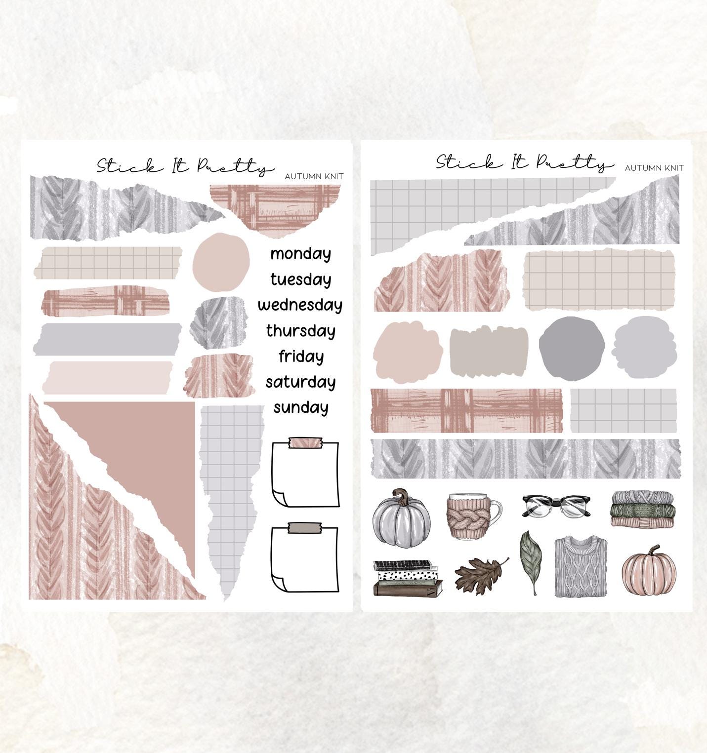 Autumn Knit Journaling Planner Sticker Kit