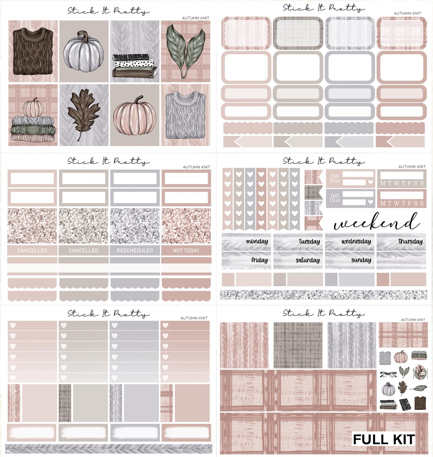 Autumn Knit Weekly Planner Sticker Kit