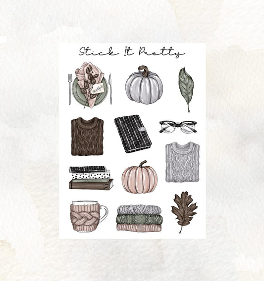 Autumn Knit Decorative Planner Stickers