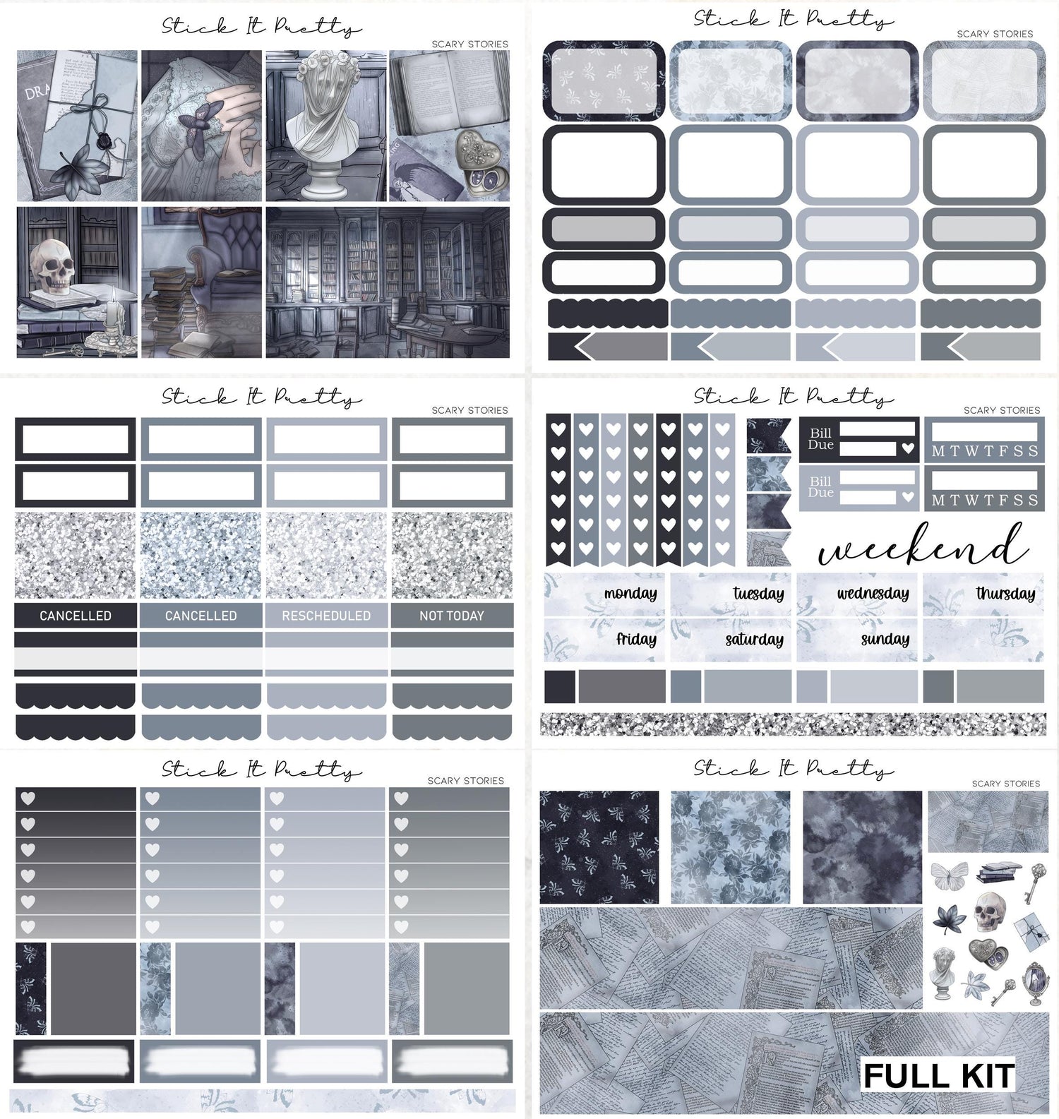 Scary Stories Weekly Planner Sticker Kit