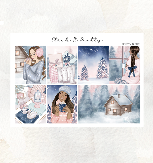 Snowy Night Weekly Planner Sticker Kit