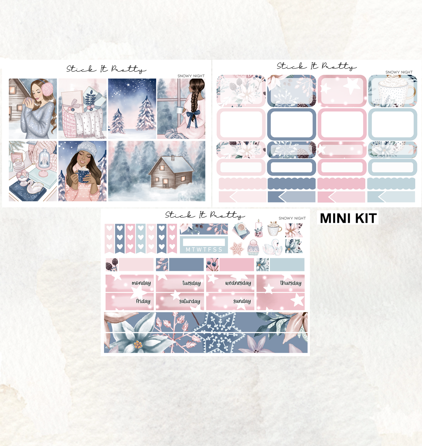 Snowy Night Weekly Planner Sticker Kit