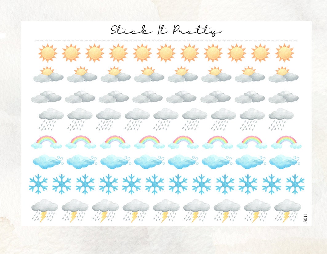 Watercolour Weather Icon Stickers