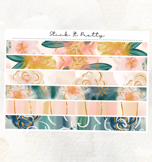 Floral Peach Washi Sticker Strips