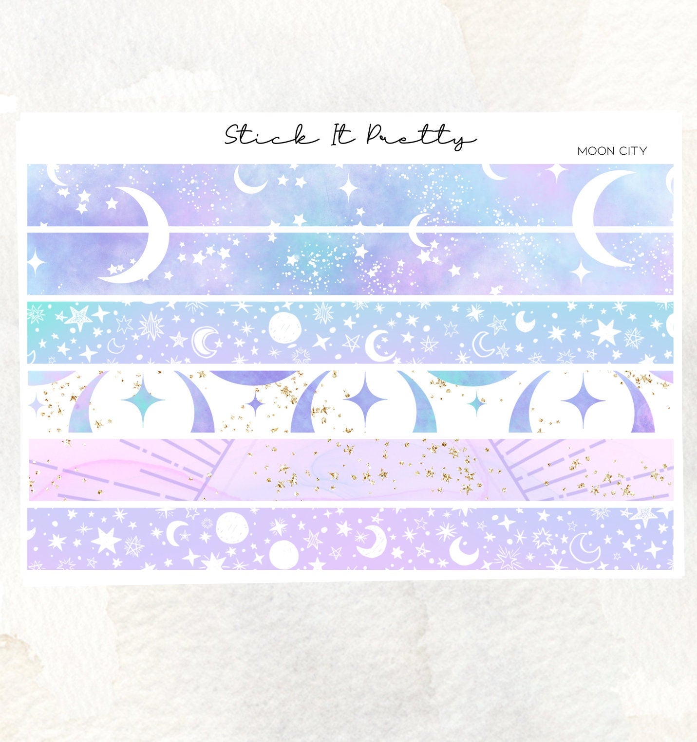 Moon City Washi Sticker Strips