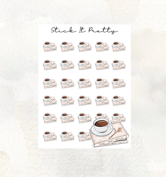 Book and Coffee Icon Stickers