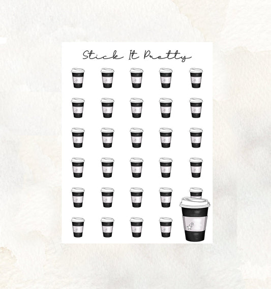 Black Take Out Coffee Icon Stickers