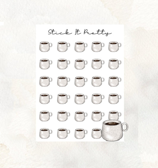 Black Coffee Mug Icon Stickers