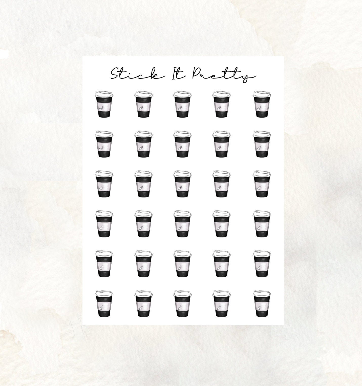 Black Take Out Coffee Icon Stickers