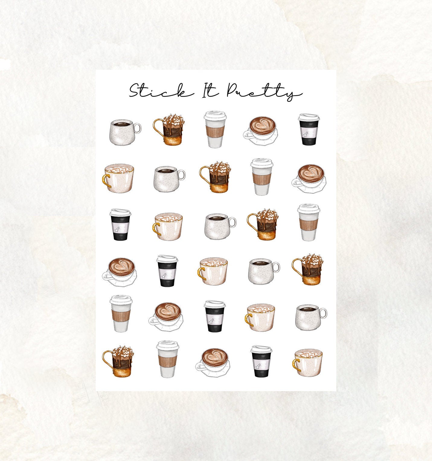 Mixed Coffee / Hot Chocolate Icon Stickers