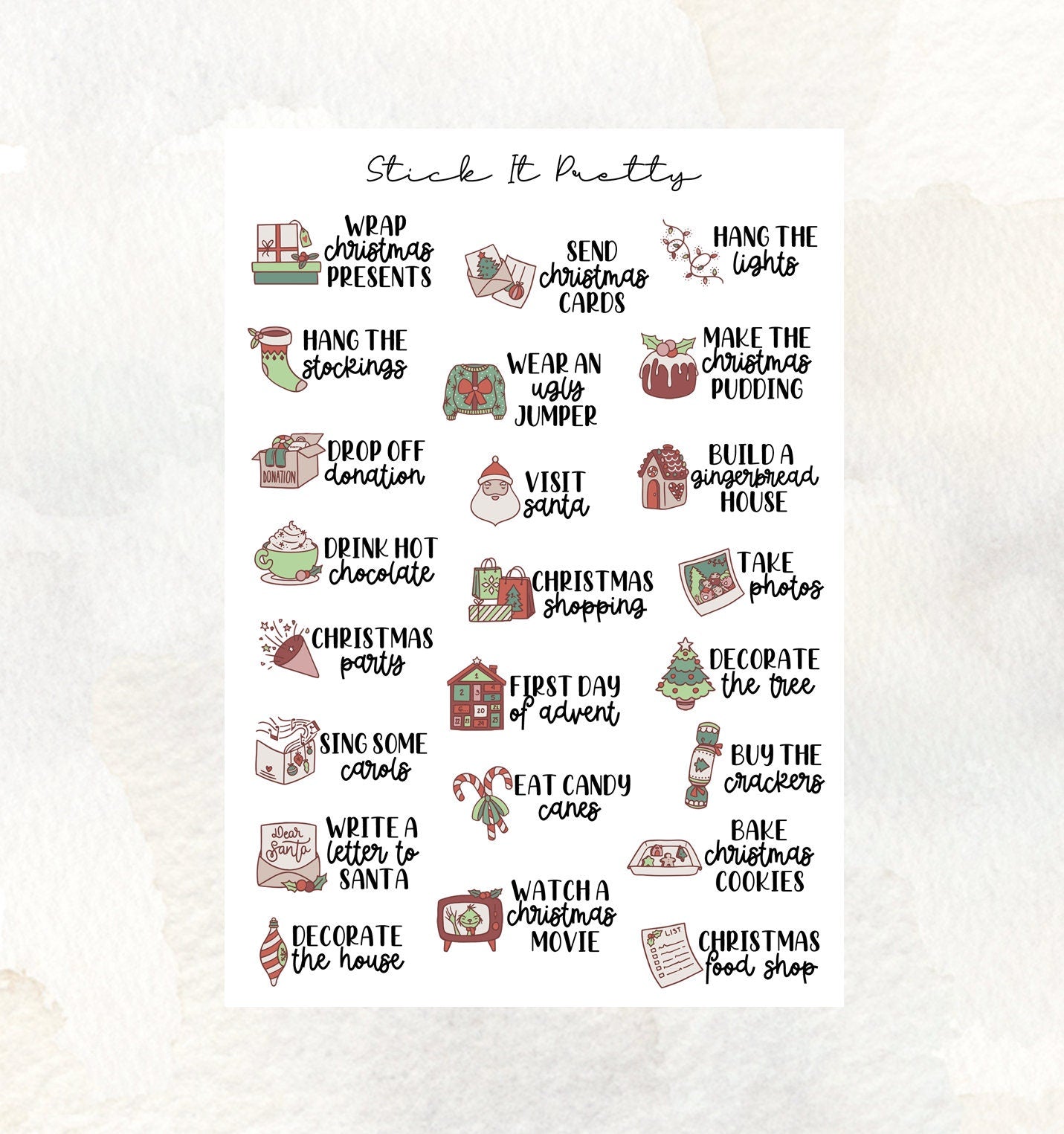 Christmas Bucket List Planner Stickers