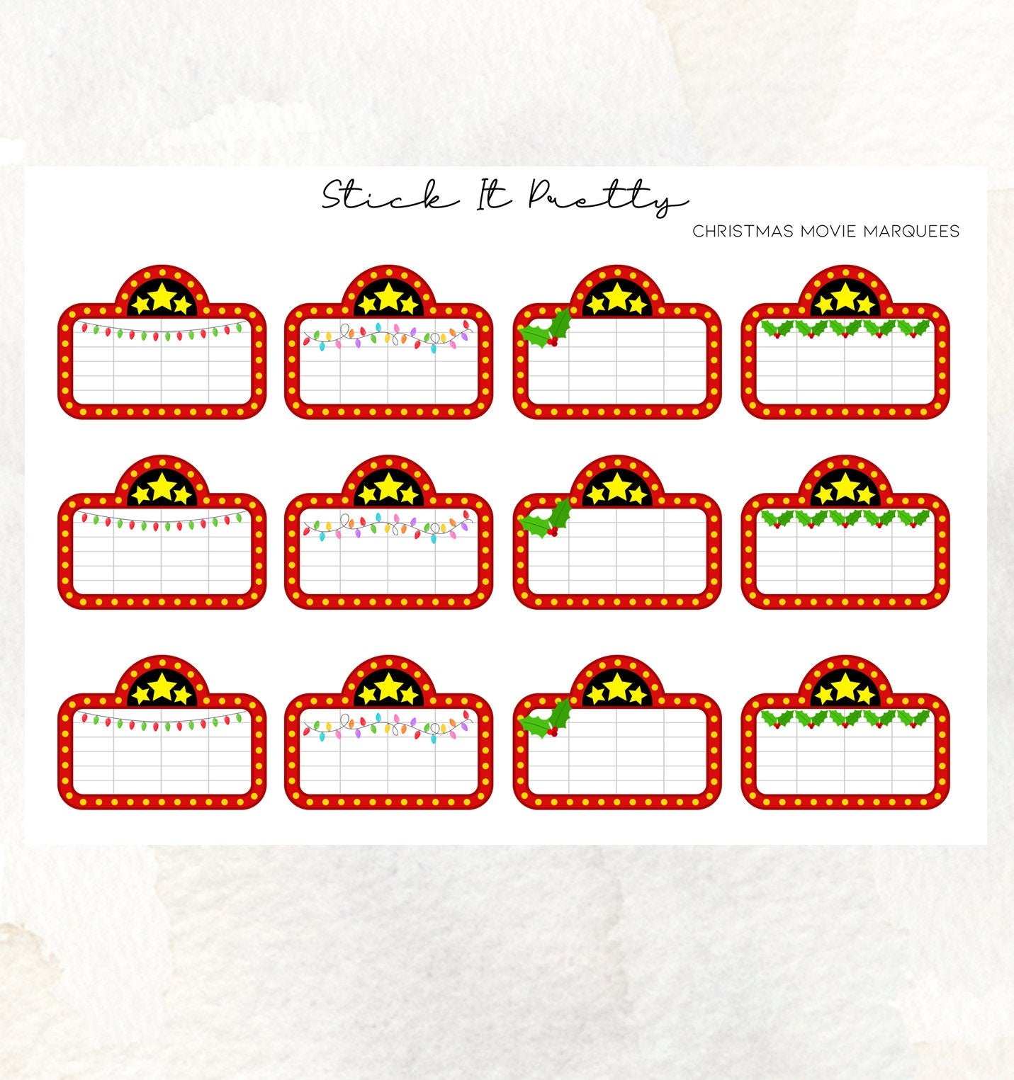 Christmas Movie Marquee Planner Stickers