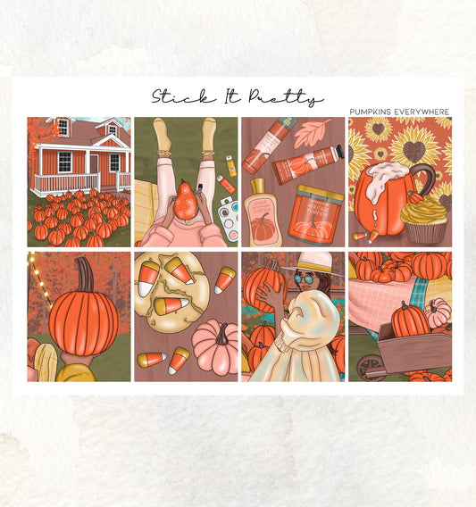 Pumpkins Everywhere Full Weekly Planner Sticker Kit