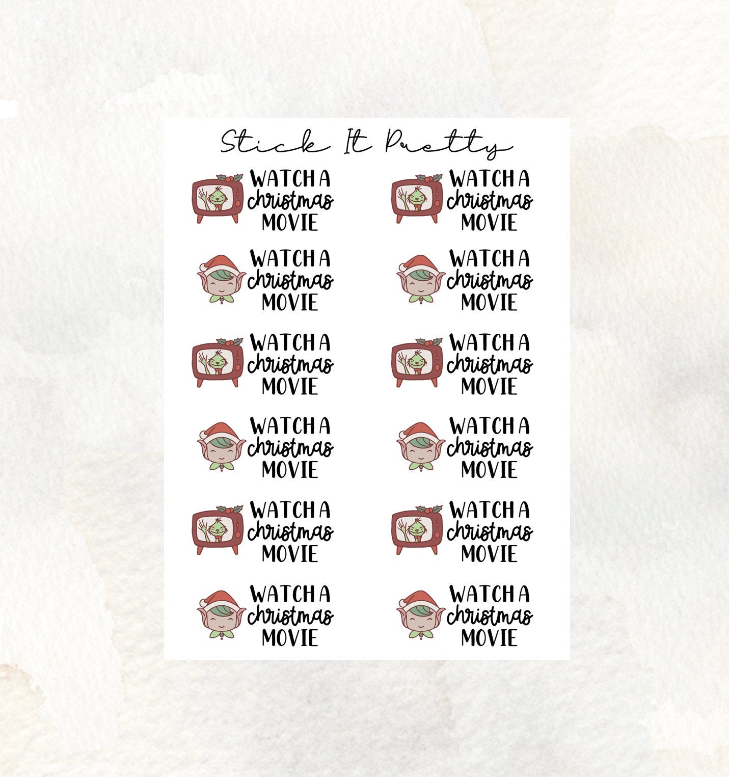 Watch a Christmas Movie Bucket List Planner Stickers