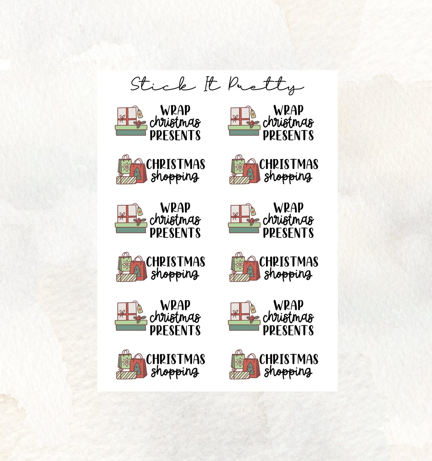 Christmas Shopping / Wrap Christmas Presents Bucket List Planner Stickers