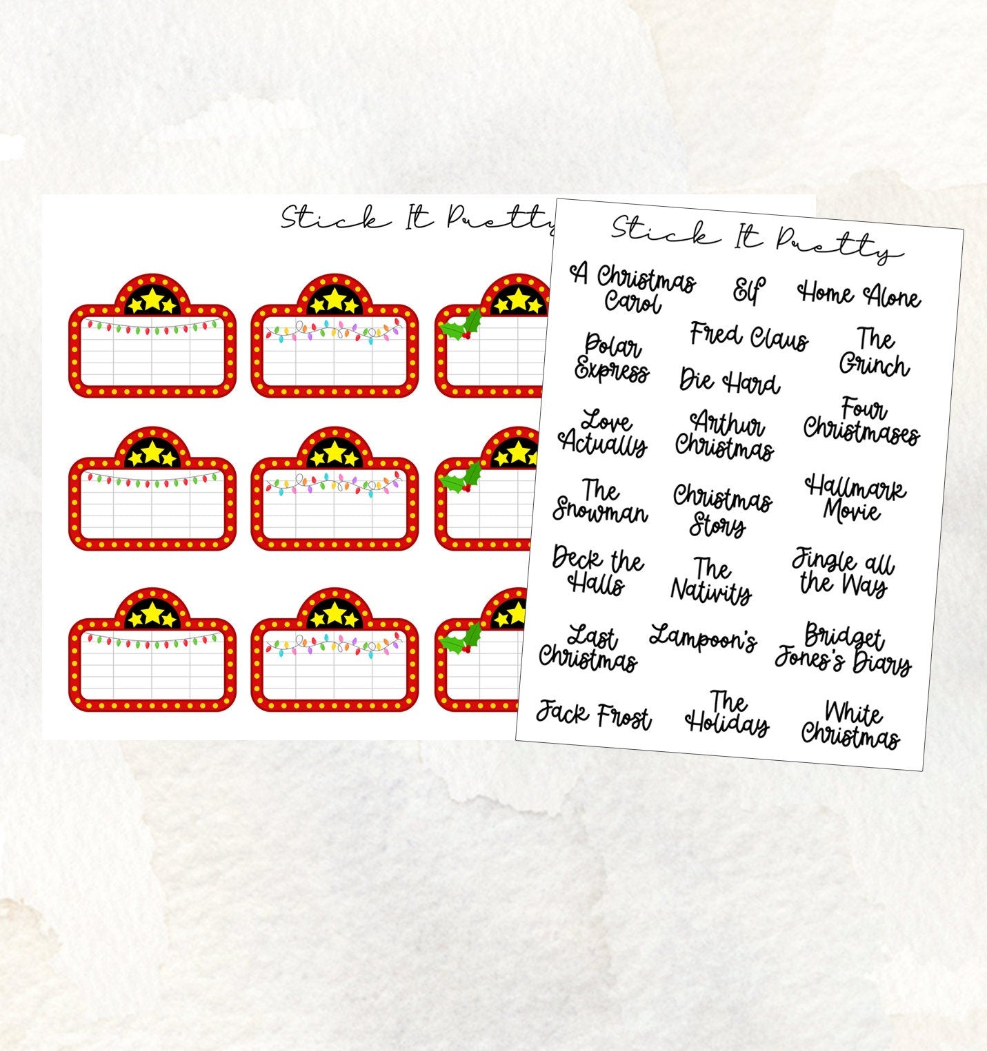 Christmas Movie Marquee Planner Stickers