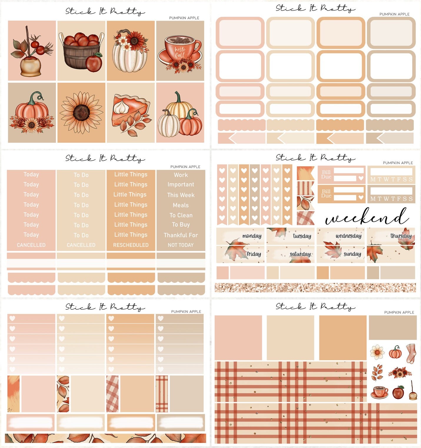 Pumpkin Apple Full Weekly Planner Sticker Kit