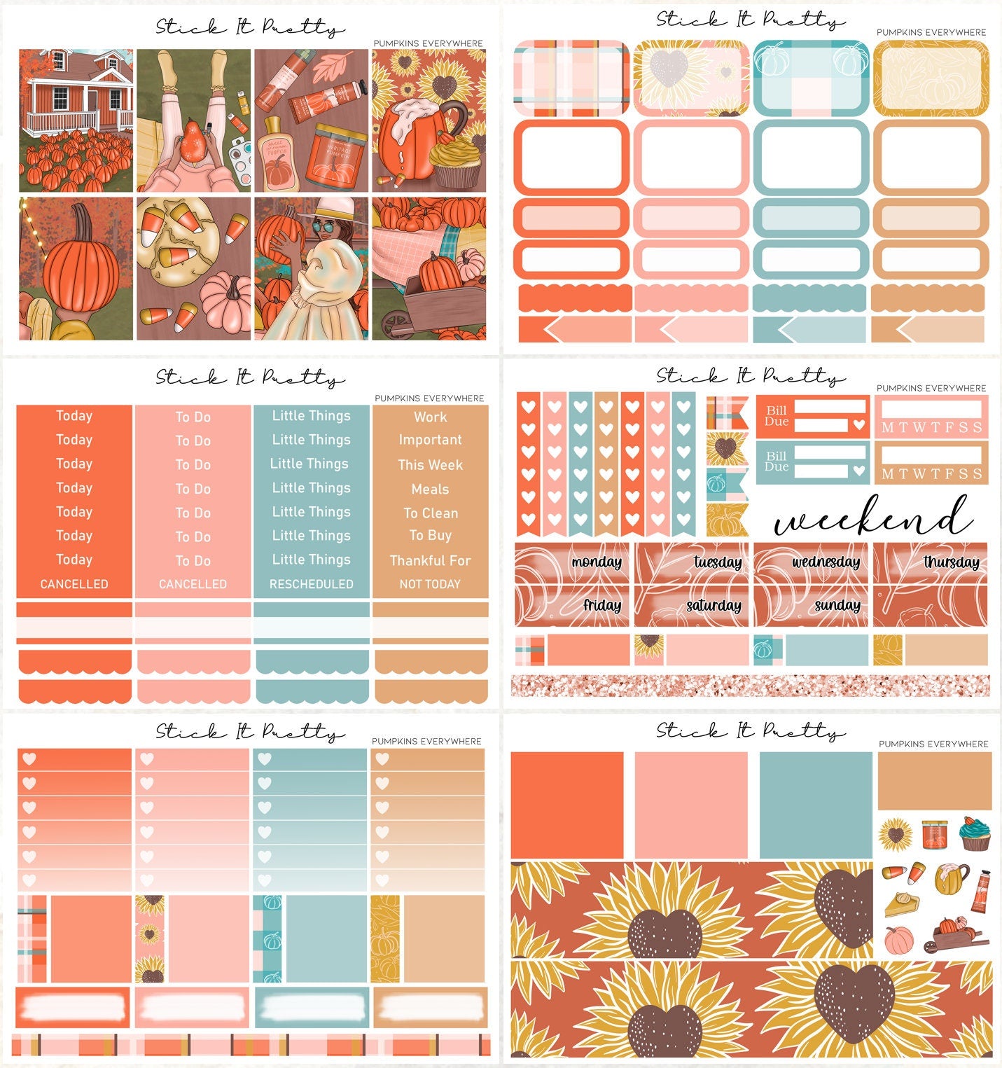 Pumpkins Everywhere Full Weekly Planner Sticker Kit