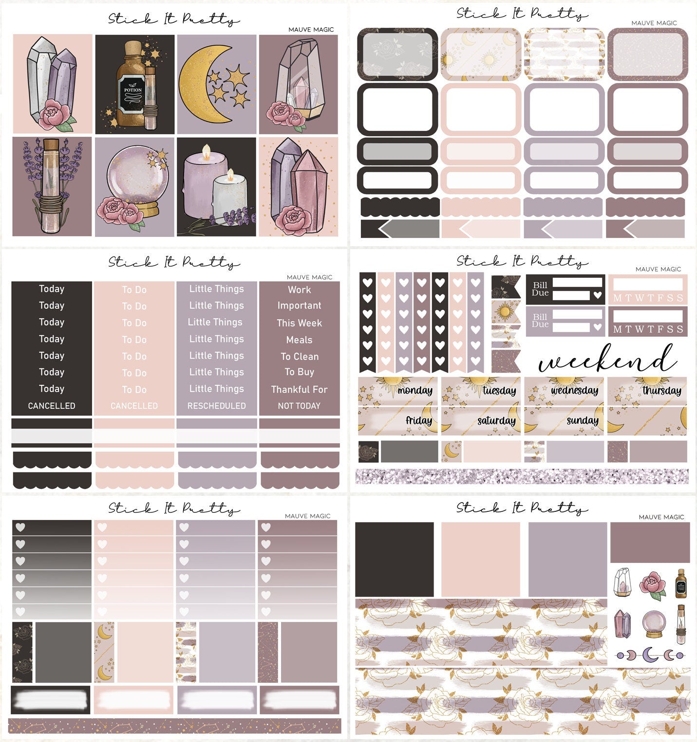 Mauve Magic Full Weekly Planner Sticker Kit