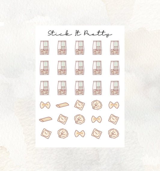 Dried Pasta Doodle Icon Planner Stickers