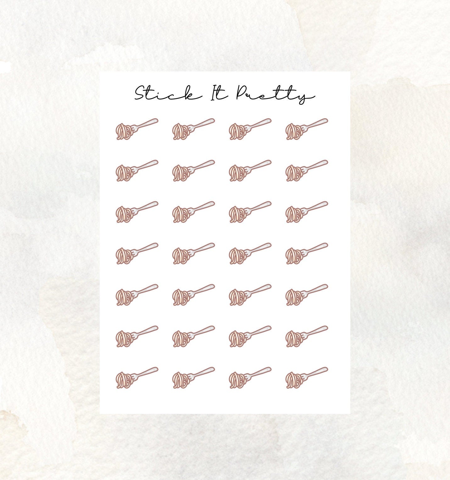 Spaghetti Fork Doodle Icon Planner Stickers