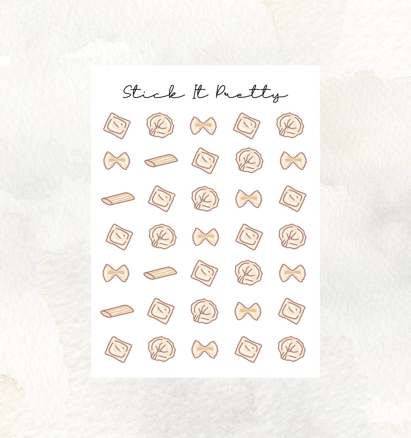 Pasta Doodle Icon Planner Stickers