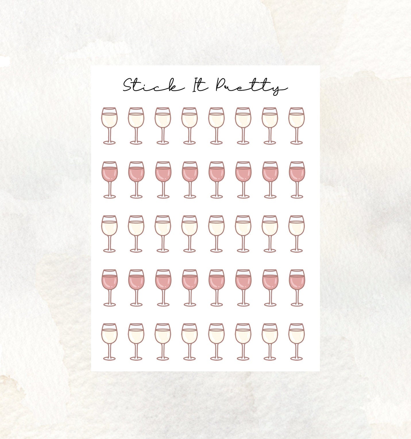 Wine Glass Doodle Icon Planner Stickers