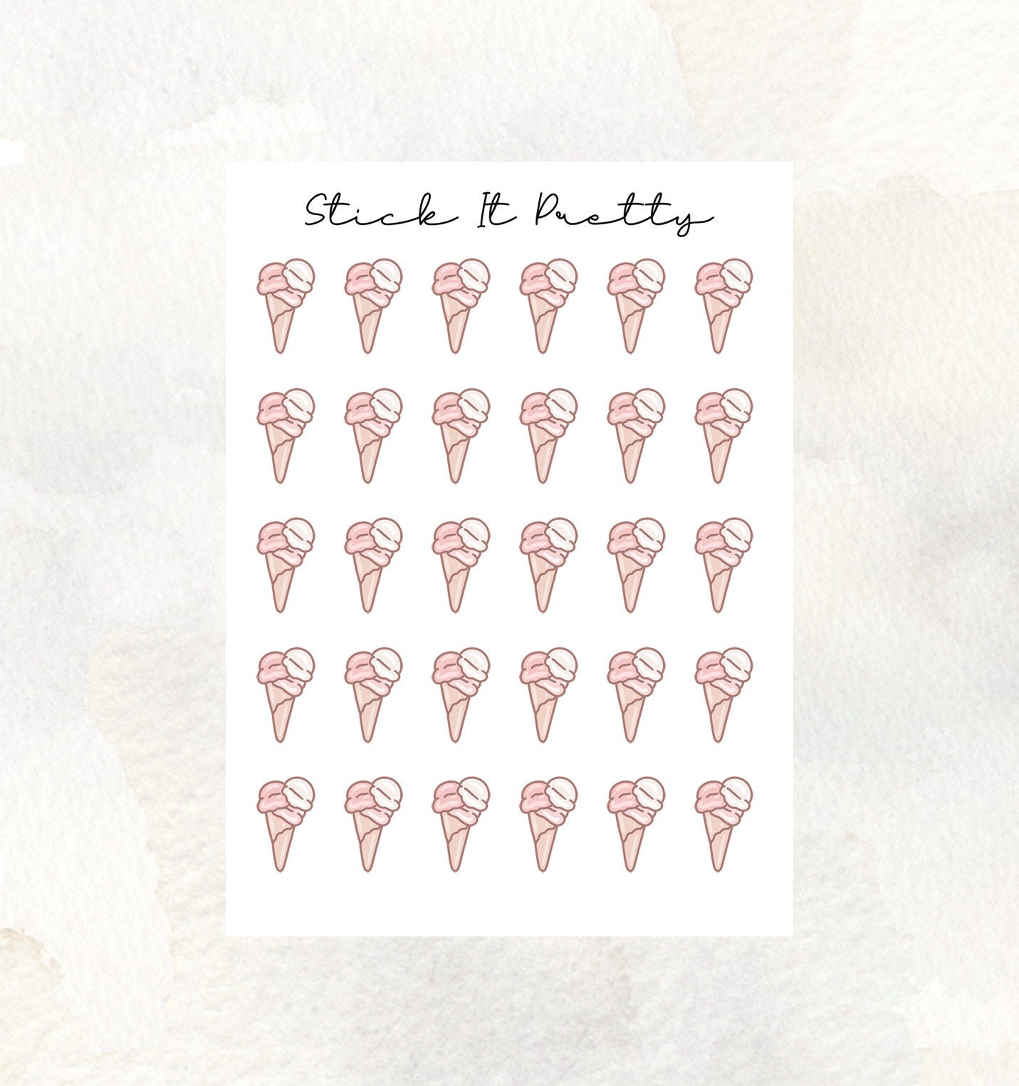 Ice Cream Cone Doodle Icon Planner Stickers