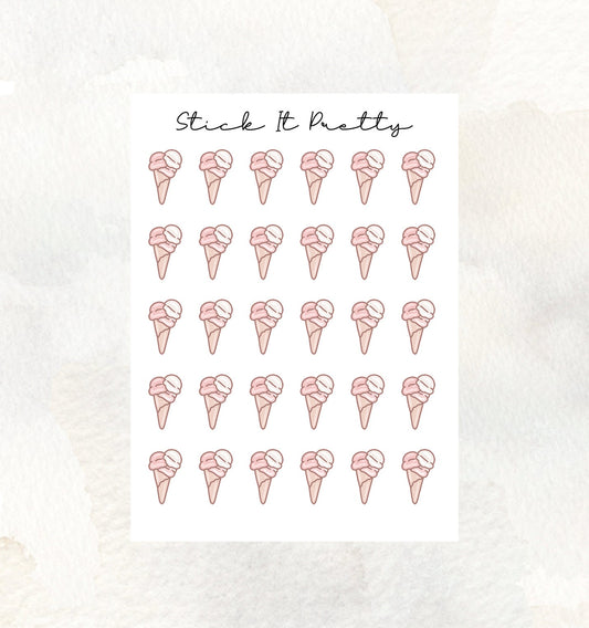 Ice Cream Cone Doodle Icon Planner Stickers