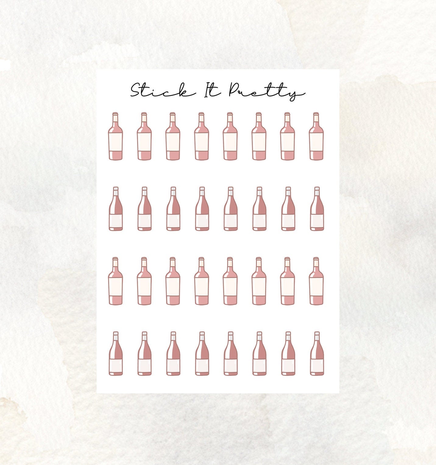 Wine Bottle Doodle Icon Planner Stickers