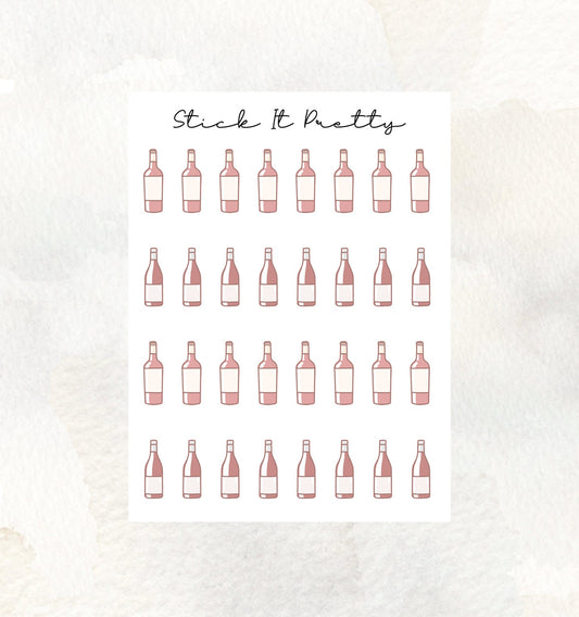 Wine Bottle Doodle Icon Planner Stickers