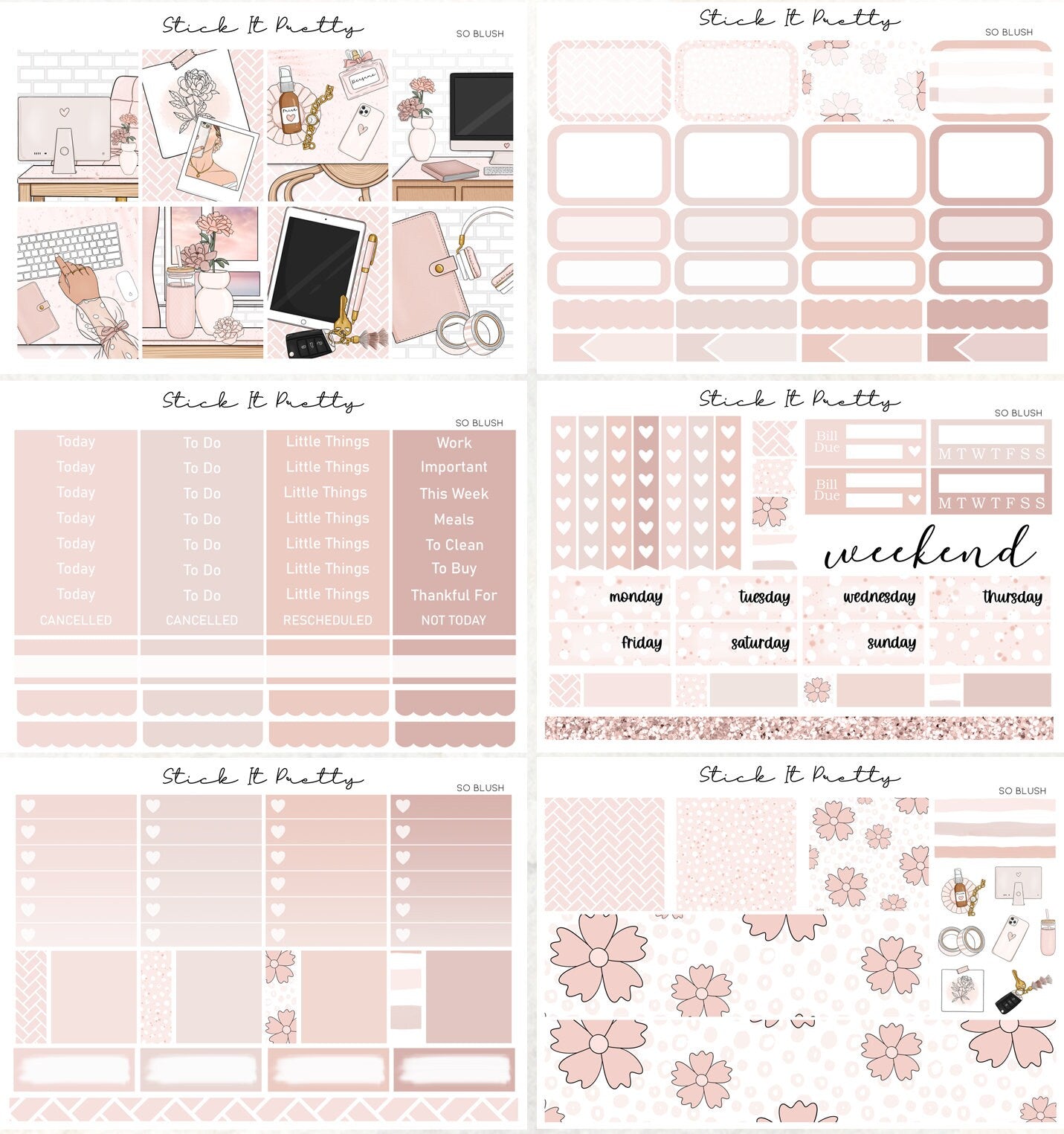 So Blush Full Weekly Planner Sticker Kit