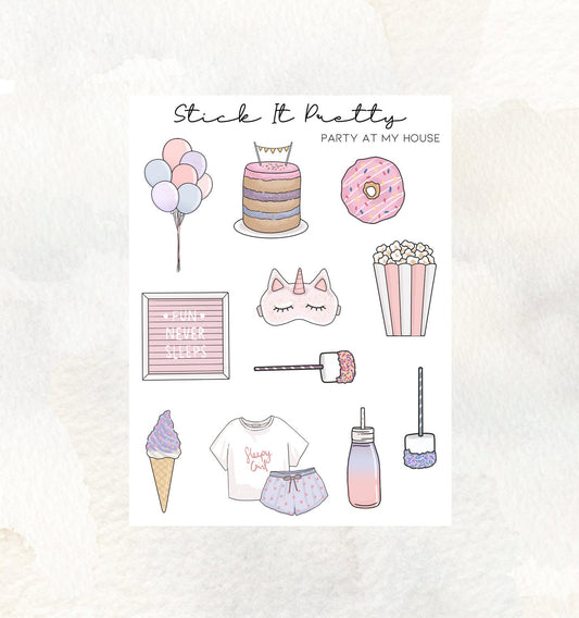 Party At My House Decorative Planner Stickers