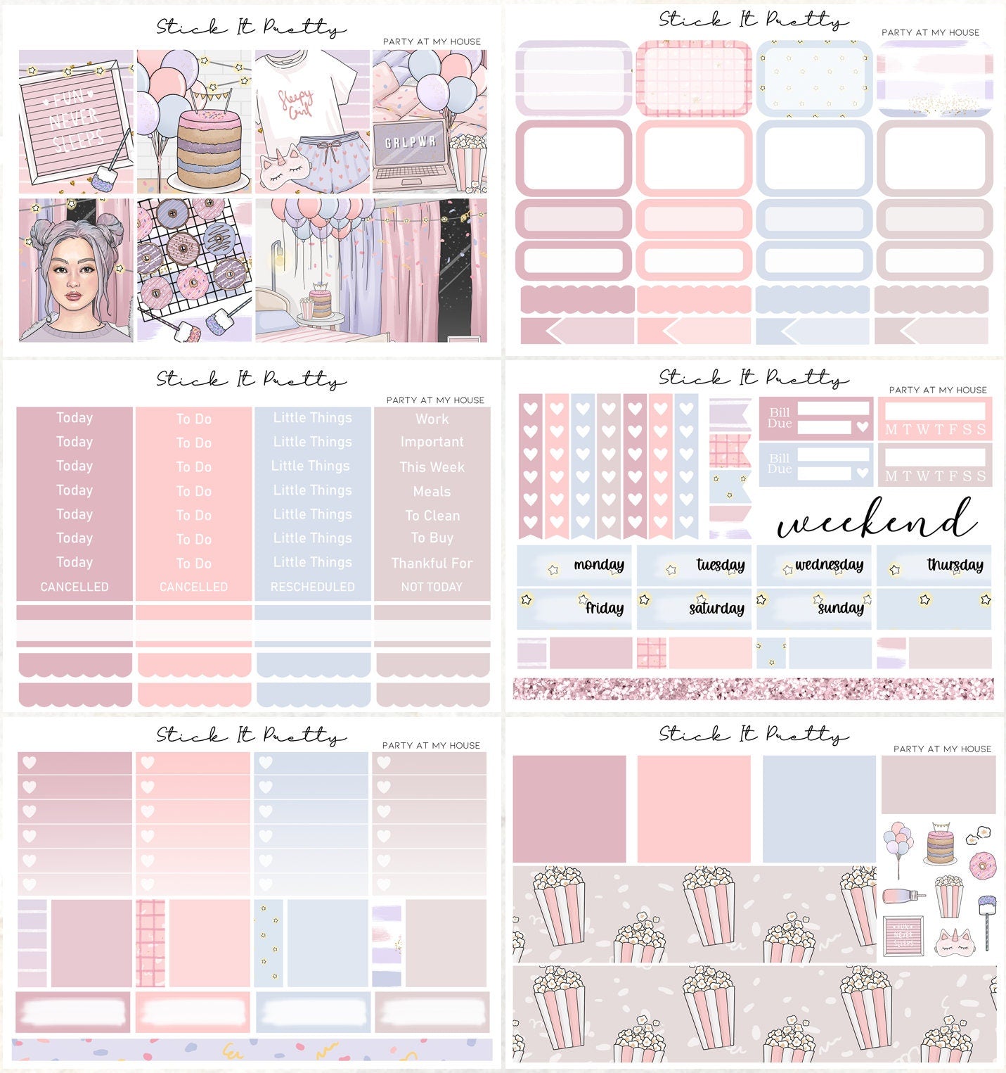 Party At My House Full Weekly Planner Sticker Kit